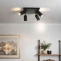 Deckenlampe Deckenstrahler Schwarz B: 25 Cm Schwenkbar 4-Flammig GU10 Metall