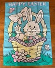 Happy Easter Garden Flag, Easter Bunny Seasonal Yard Decor, Easter Rabbit