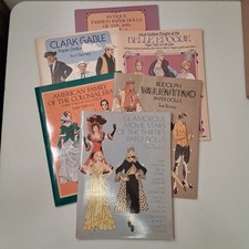 5 Tom Tierney Paper Doll Books ~ Valentino, Belle Epoque, Gable + 1 Fashion 1890