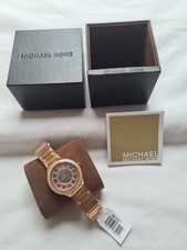 Image of Michael Kors Kerry Watch MK3397 Rose Gold Black Mother of Pearl Glitz Brand New
