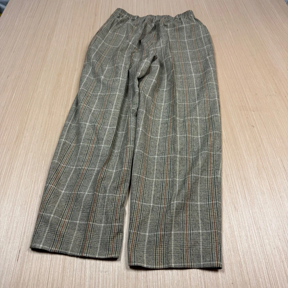 Pantalón Orvis Vintage Plaid Pull On Mujer Talla 2 Hecho en USA 90s Beige Naranja Foto 3 de 4