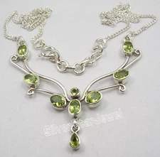 CLEARANCE DEALS | Top-Rated 925 Silver CUT PERIDOT Large Chain Necklace 17 3/4"