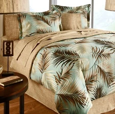 Palm Tree Leaves Comforter Set Tropical Fronds Bed In A Bag Set with Sheets 