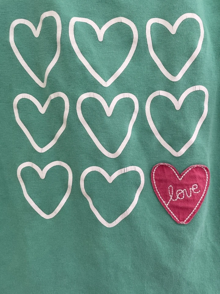 Carter's Kids Girls Love Hearts 100% Cotton Crewneck Short Sleeve Shirt Green 5 - Image 3 of 4