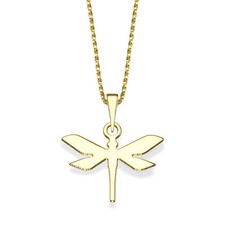 14K Yellow Gold Dragon Fly Pendant  Necklace for girls