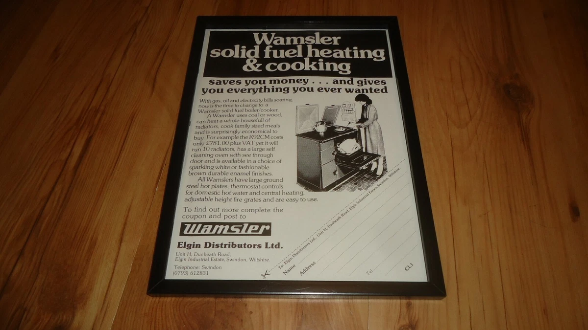 WAMSLER SOLID FUEL BOILER/COOKER-1984 framed original advert | eBay