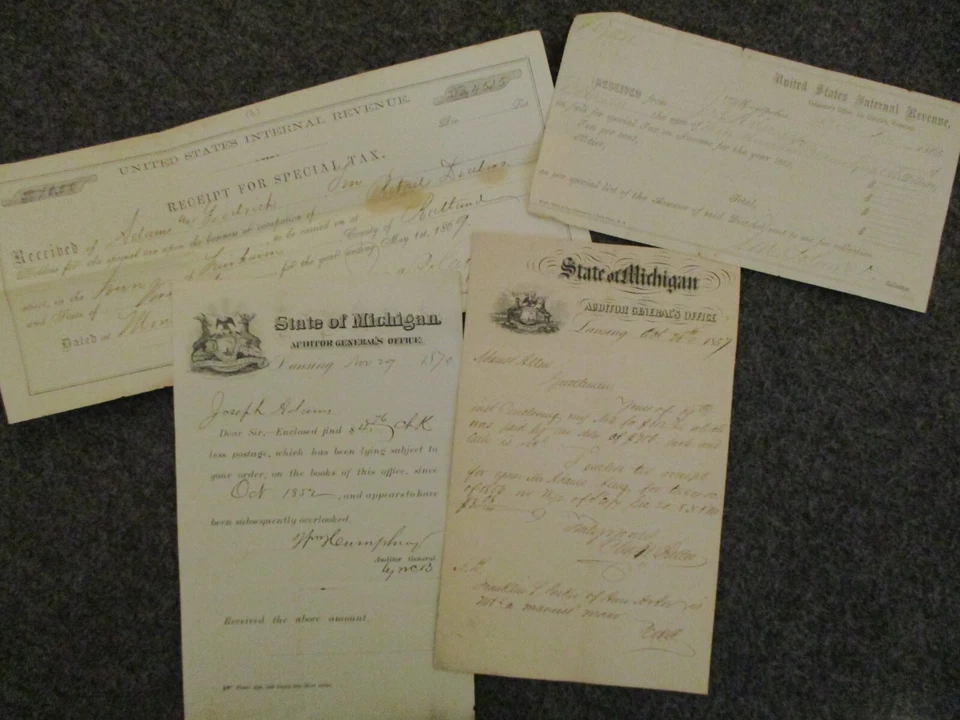 1800 Impuesto gubernamental bancario 20+ cartas documentos michigan vermont + era de la guerra civil Foto 3 de 4