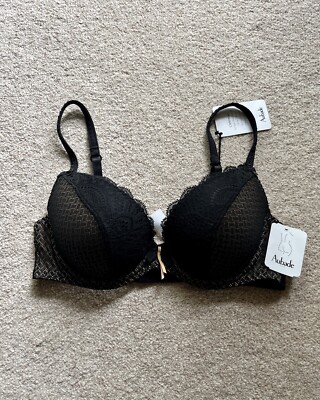 Aubade Black Lace Push-Up Bra 32C Brand New with Tags