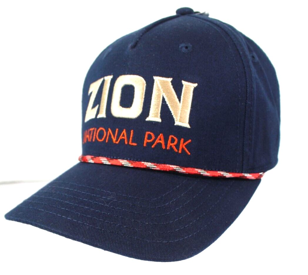 Zion National Park Navy Blue Baseball Cap Hat With Piping Snapback