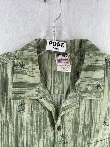 Hawaiian Togs Mens Shirt Palm Tree Sunset Size 2XL Green Lulua Beach - Picture 4 of 9