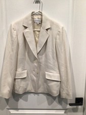 euc Jones New York blazer women 10 white fully lined buttons pockets 