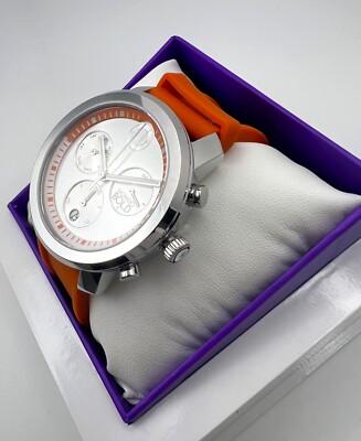 MOVADO BOLD 3601260 SILVER CHRONOGRAPH DIAL ORANGE SILICONE STRAP