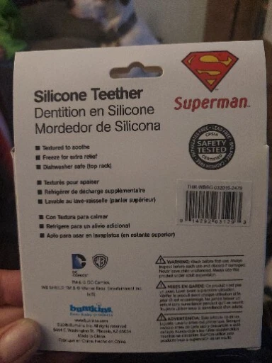 Bumkins Silicone Teether Superman BPA Free Teething Relief-CPSIA Certified-New - Image 2 of 2