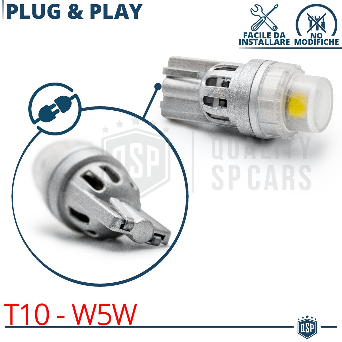 Lampadine LED T10 W5W 6500K Bianco - Pacco Da 10, Canbus Senza Errori, Per Interni Auto - Foto 2