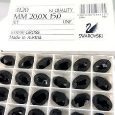 Swarovski 4120 Jet Black Unfoiled Pointed Back Oval Stones 6pcs 20x15mm SW063