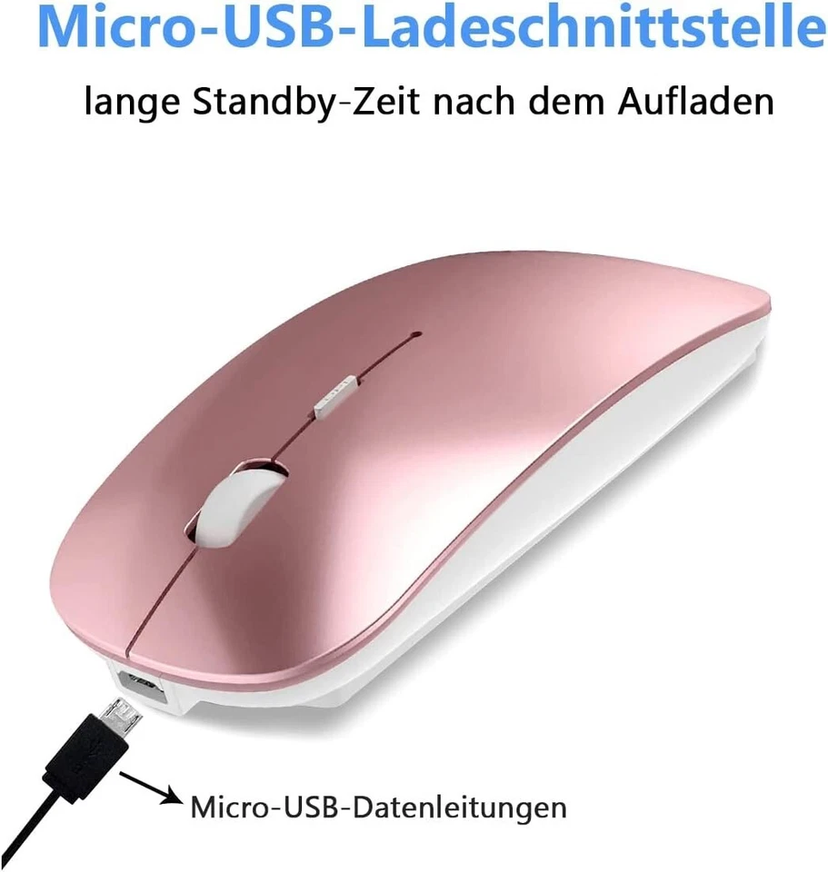 Computermaus Bluetooth Maus Kabellos Leise PC Computer 2,4GHz USB Rosegold B574 - Bild 3 von 4