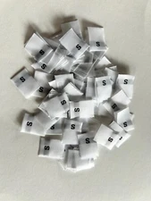 Woven White  Sewing Size Label S/M/L/XL/XXL/XXXL/0/1/2 Embroidered 100-Pack
