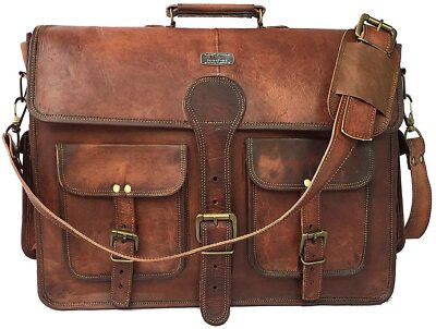 New Genuine Real Leather Attache Handbag Shoulder Satchel Laptop Messenger Bag
