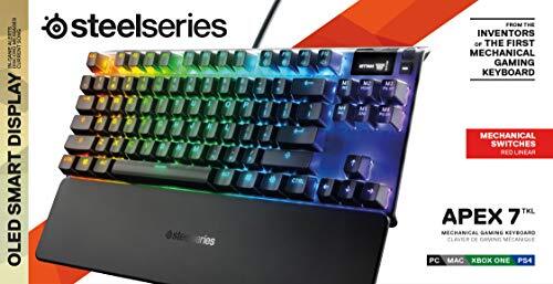  SteelSeries Apex 7 Mechanical Gaming Keyboard – OLED Smart  Display – USB Passthrough and Media Controls – Linear , Quiet – RGB Backlit  (Red Switch) : Everything Else