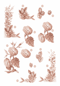 Craft UK A4 Die Cut Decoupage Sheet Line 125 Sepia Flowers