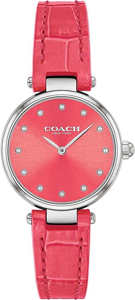 New Coach Park Coral Pink Dial Croc Leather Straps Women display picture 3