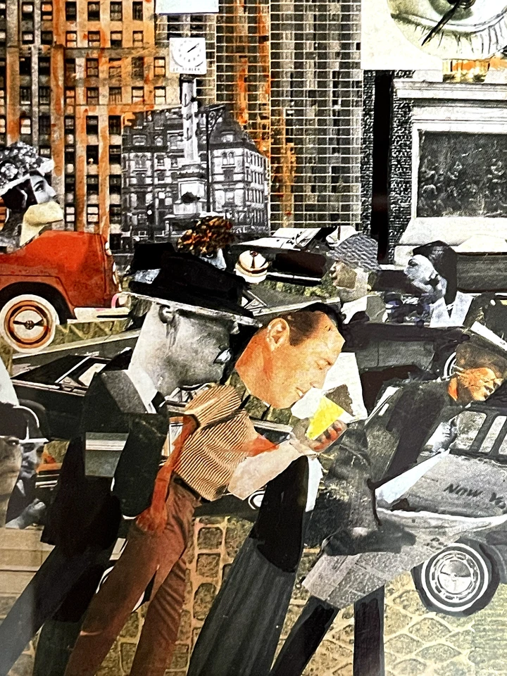 Romare Bearden UPTOWN LOOKING DOWNTOWN 1965 带框艺术印刷品 6"x8" 城市街 — 第 4/4 张图片