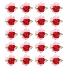 20 Pack 1 Inch Ribbon Flowers Bows for Crafts Mini Satin Roses Red Pink