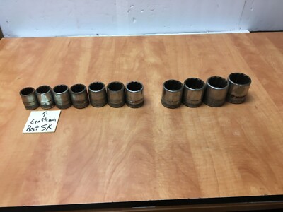 Vintage S-K 3/4'' Drive 11 pc Socket Lot SAE 1-1/16'' to 1-13/16'' USA Knurled 12pt