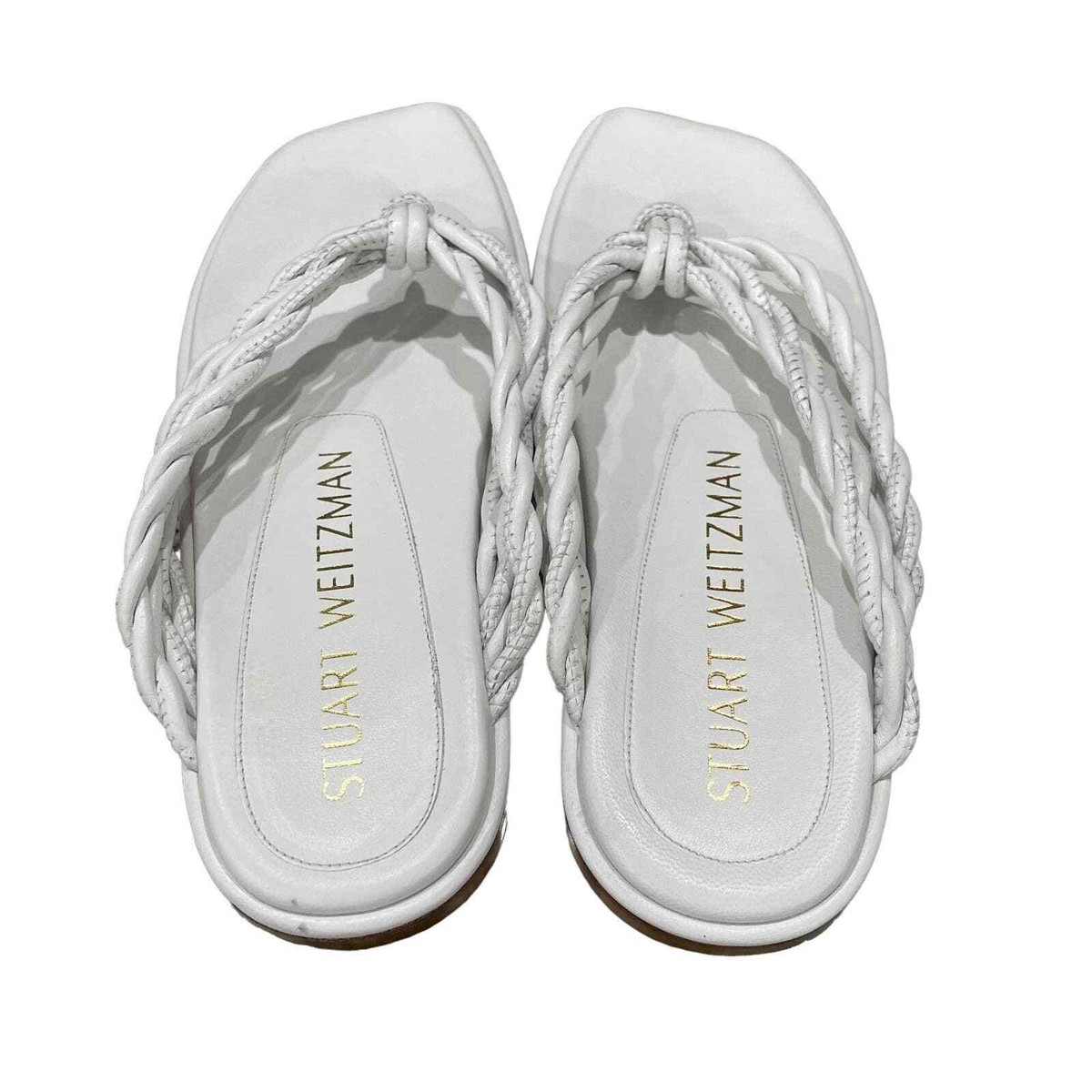 STUART WEITZMAN カリフソ フレイテット ストラッフ サンタル Stuart Weitzman Braided Calypso Leather Flip Flops | eBay