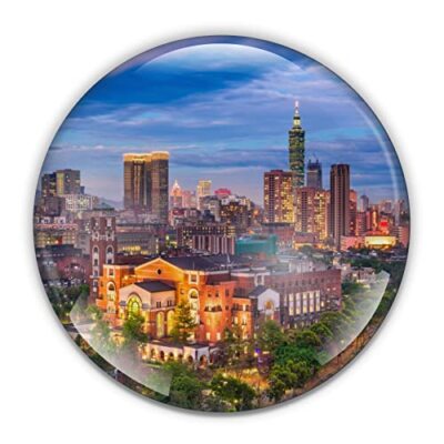 Taipei Taiwan Paperweight in Gift Box, 3 Inch Crystal Dome, Perfect for House