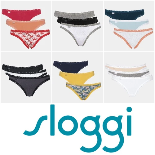 Sloggi Weekend 24/7 Tanga Brazilian Brief 3 Pack Cotton Elastane Knicker
