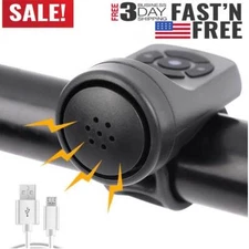 Electric Bike Horn Bicycle Bell Rechargrble 4 Sound Modes Loud Horn Waterproof