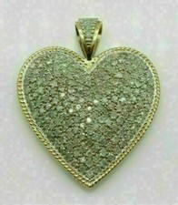 2.90Ct Round Cut Simulated Diamond Cluster Heart Pendant 14k Yellow Gold Finish