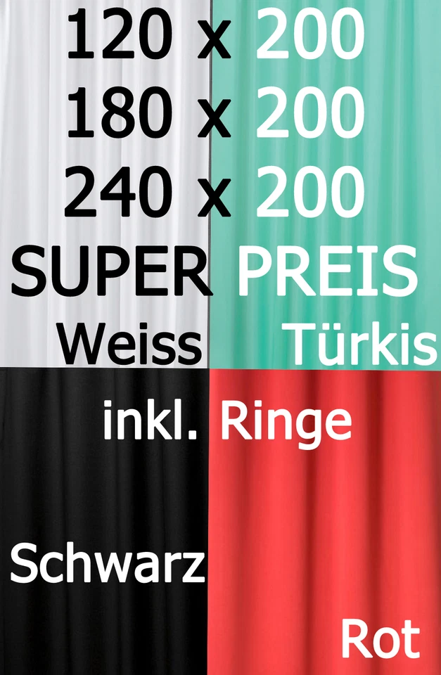 TEXTIL Duschvorhang UNI FARBEN 120 / 180 /240 x 200 cm für Duschvorhangstange - Bild 1 von 1