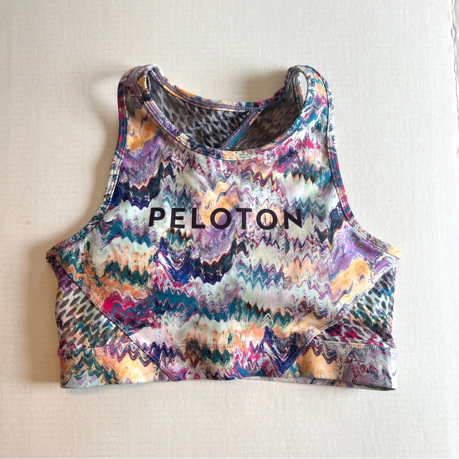 Peloton Colorful High Neck Sports Bra Sz M