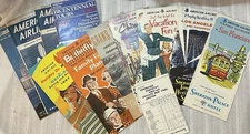 Lot 10 Vintage American Airlines Brochures & Timetables 1950s–70s