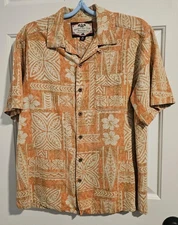 Bahama Bay Club Vintage Hawaiian Aloha Button Down Men's Medium EUC