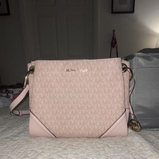 Michael Kors Pink MK Logo Crossbody Bag Gold ...