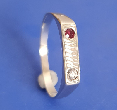 NEW Sterling Silver  Ruby & Cubic Zirconia Ring STG.SIL Hallmarked  Red & White