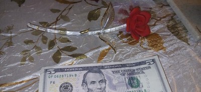 Vintage Blown Glass Rose Sculpture Artwork Valentines Day Statue Flower 