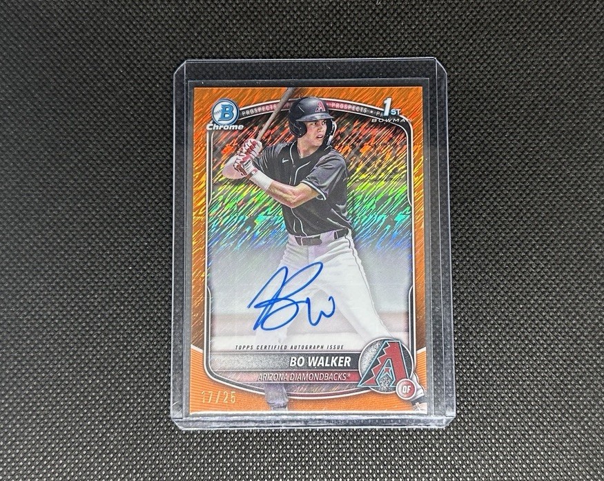 2025 Bowman Chrome Bo Walker Orange Shimmer 1st Auto /25 Arizona Diamondbacks