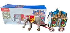 21" VTGE  Steiff 1986 Golden Age of the Circus Elephant / Wagon  Box plays music