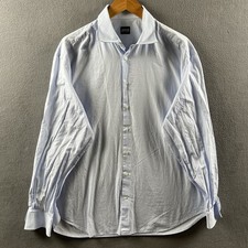 Armani Collezioni Shirt Mens 17.5 Light Blue Long Sleeve Button Up Casual Dress