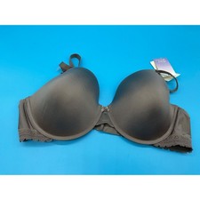 Paramour Plus Size 42D Lace Underwire Bra Gray Brown Lightly Lined Full Coverage