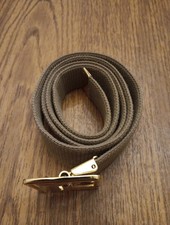 Mens USMC/Marine Corps Military Khaki Web Belt, Open Brass Belt Buckle Size 39 