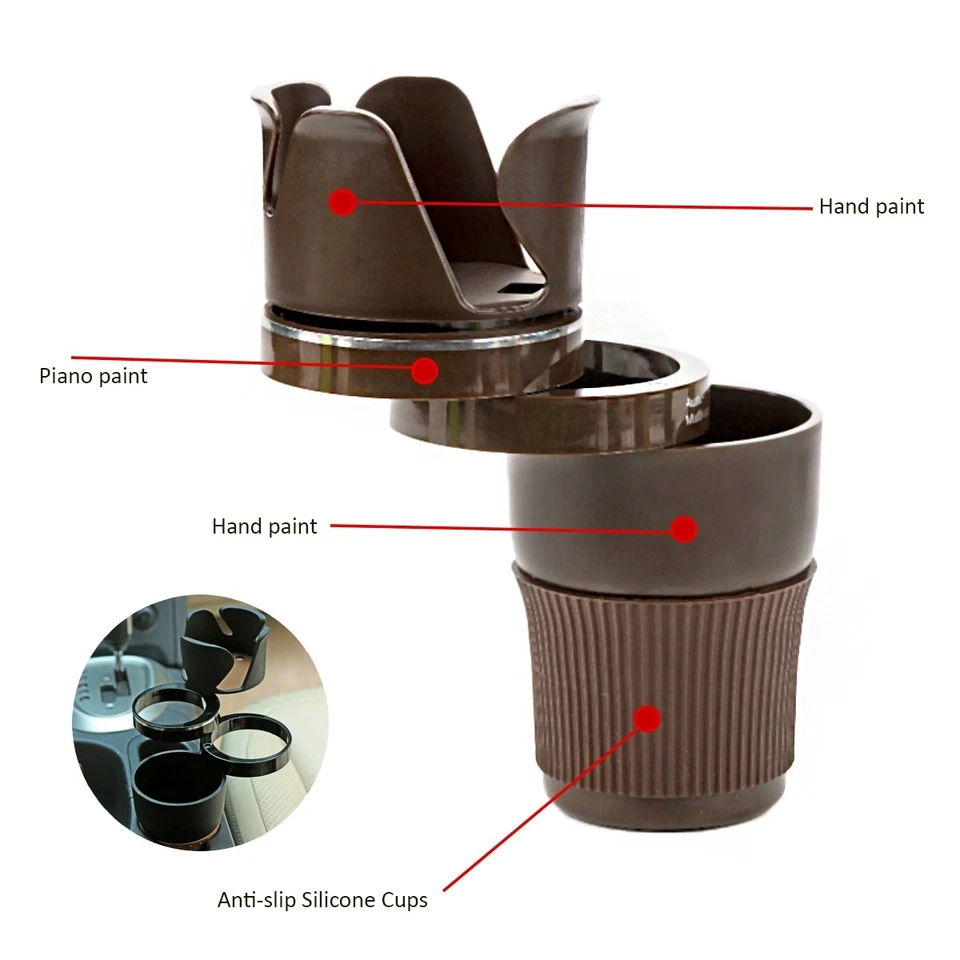 Portavasos Coche Multifunción Taza 5en1 Marrón para VOLVO Foto 4 de 4