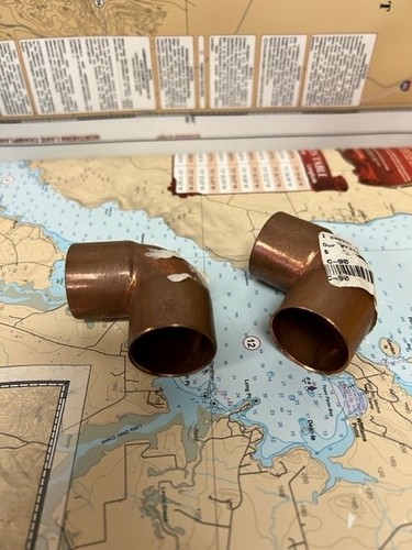 Copper pack of 2 #C-90 Elbow 90 degree 1-1/8".
