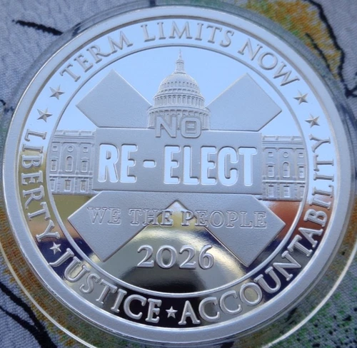 1 oz. 2026 NO RE-ELECT Silver Shield Mini-Mintage proof .999 silver