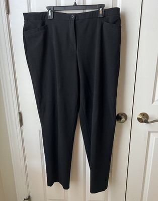 TOZ & ALI Women's Black Solid Flat Front Zip Dress Pants Pockets 30'' Inseam 18