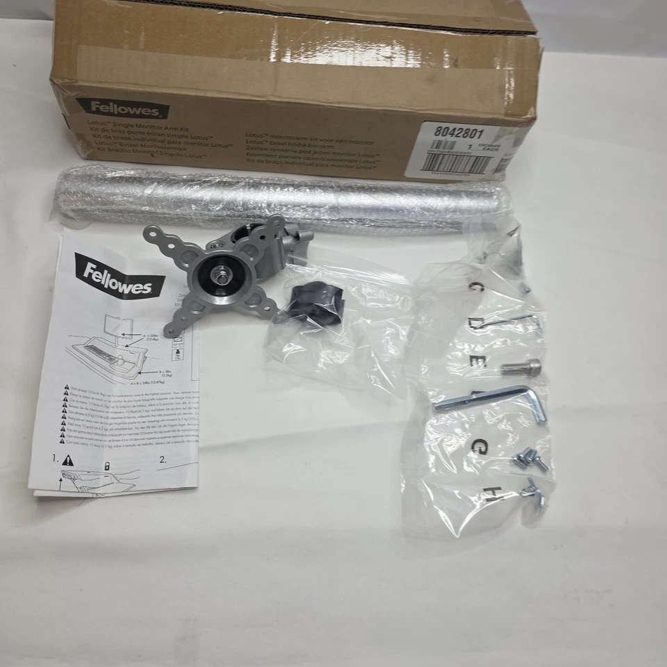 Fellowes Lotus Single Monitor Arm Kit Silver 8042801 - Image 2 of 4